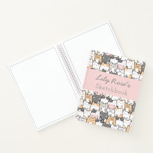 Persoonlijk kattenpatroon schetsboek met een leuk notitieboek (Binnen)