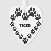 Persoonlijk kattenpootafdruk hart ornament (voorkant)