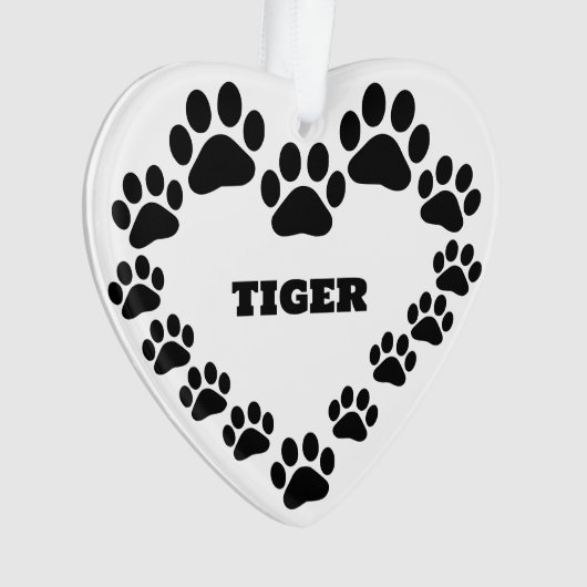 Persoonlijk kattenpootafdruk hart ornament (voorkant)
