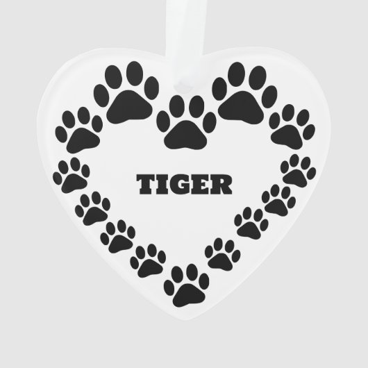 Persoonlijk kattenpootafdruk hart ornament (achterkant)