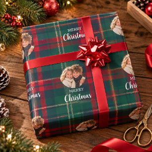 Persoonlijk Kerst Foto Schotse Plaid Cadeaupapier