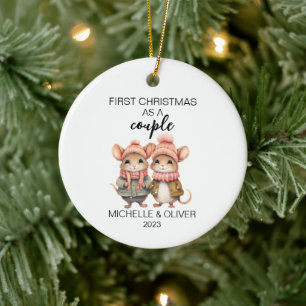 Persoonlijk Kerst Muis Koppel Keramisch Ornament