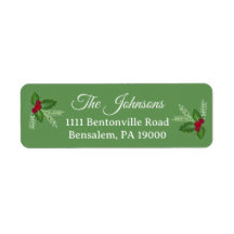 Persoonlijk kerst retouradres met groene hulst