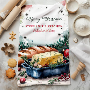 Persoonlijk kerstbrood en boter theedoek