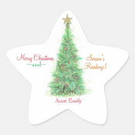 Persoonlijk kerstcadeau-boekenlegger ster sticker