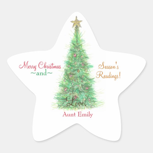 Persoonlijk kerstcadeau-boekenlegger ster sticker (Voorkant)