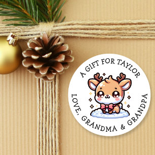 Persoonlijk kerstcadeaukaartje Mooie roze Ronde Sticker
