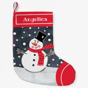Persoonlijk kerstfeest Snowman Stocking Kleine Kerstsok