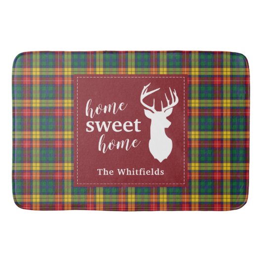 Persoonlijk kerstfeest Tartan Clan Buchanan Pset Badmat (Voorkant)