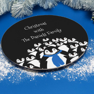 Persoonlijk Kerstfeest van de Pinguïn Ronde Kartonnen Onderzetter