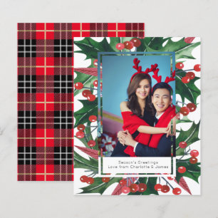 Persoonlijk kerstfotoalbum met hulst op budget