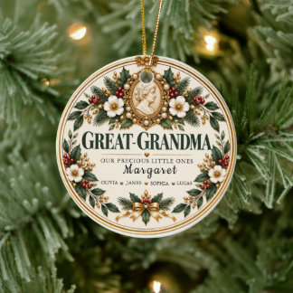 Persoonlijk kerstgeschenk voor de overgrootmoeder keramisch ornament