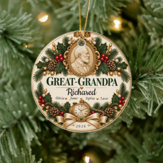 Persoonlijk kerstgeschenk voor de overgrootvader keramisch ornament