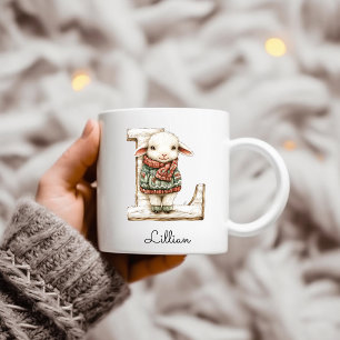 Persoonlijk kerstlammetje met initiaal L Koffiemok