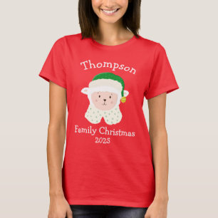 Persoonlijk Kerstmis Lammetje met Elf Hoedje T-shirt