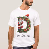 Persoonlijk kerstmonogram Kerstmis Santa T-shirt (Voorkant)