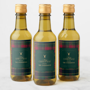 Persoonlijk kerstplaid Tartan-vakantiedekoratie Wijn Etiket