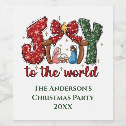 Persoonlijk Kerststal scene met vreugde Wijn Etiket (Enkel label)