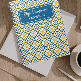  persoonlijk keurmerk Blauwe Etnische Patroon Notitieboek
