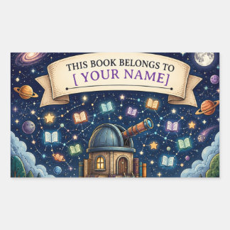 Persoonlijk kinderleesavontuur-boekplaatje rechthoekige sticker
