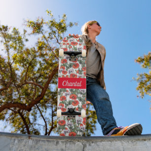 Persoonlijk Klaprozenpatroon Skateboard