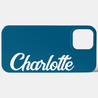Persoonlijk klassiek elegant monogram oceaanblauw iPhone 13 pro max hoesje