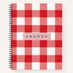 Persoonlijk Klassiek Rood Gingham Geruit Notitieboek