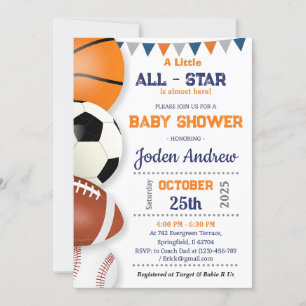 Persoonlijk Kleine All-Star Sport Baby shower Kaart