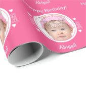 Persoonlijk kleine hartenfotoroze cadeaupapier (Rol Hoek)