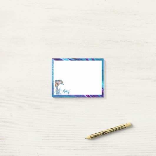 Persoonlijk kleurpotlood Dolfijn Springend Post-it® Notes (Op bureau)