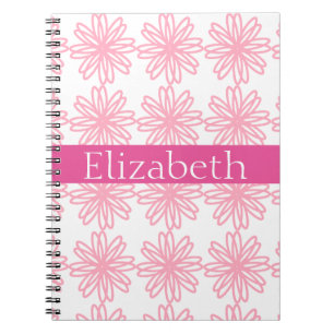 Persoonlijk Kleurrijk Bloempatroon Roze Wit Notitieboek