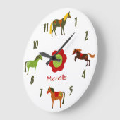 Persoonlijk kleurrijk oproeppaard grote klok (Hoek)