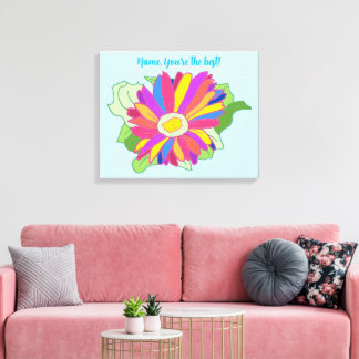 Persoonlijk, Kleurrijk Zonnebloem Handtekening Can Canvas Afdruk