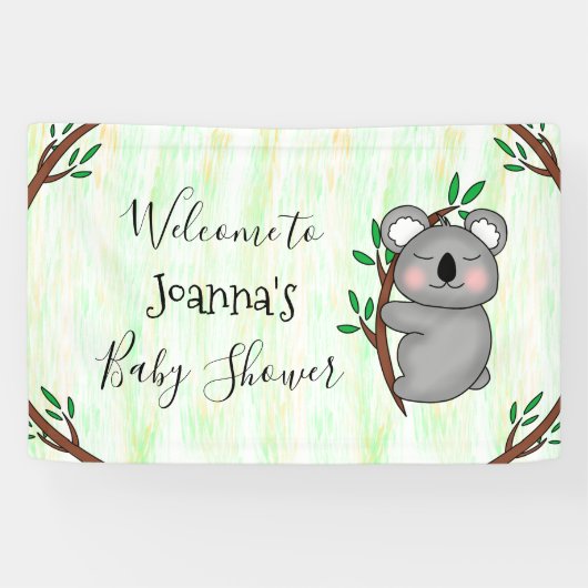 Persoonlijk Koala Beer Baby shower Spandoek (Horizontaal)