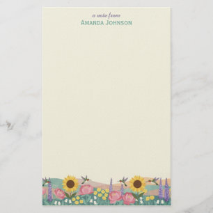 Persoonlijk Kolibrie Bloemenveld Aangepaste Naam Briefpapier