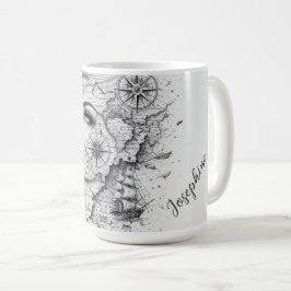Persoonlijk kompas vrouwenkaart Kunst Vintage chic Koffiemok