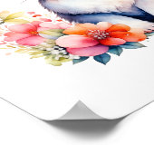 Persoonlijk konijn in roze bloemen poster (Hoek)