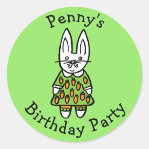 Persoonlijk konijn Penny verjaardagsfeestje Ronde Sticker