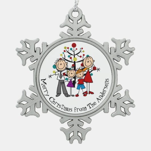 Persoonlijk koppel, jongen, Girl Snowflake Ornamen Tin Sneeuwvlok Ornament (Voorkant)