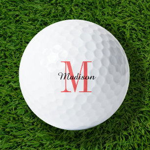 Persoonlijk koraal monogram initiaal en naam golfballen