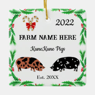 Persoonlijk KuneKune Pig Boerderij Kerstmis #2 Keramisch Ornament