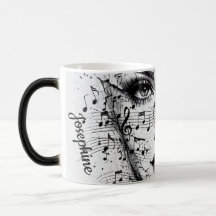 Persoonlijk Kunstwerk van Muziekblad op gezicht Zw