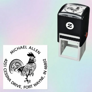 Persoonlijk Kunstzinnige Haan Ronde Retouradres Zelfinktende Stempel