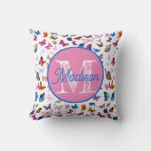 Persoonlijk kussen met vlinder en monogram (Voorkant)