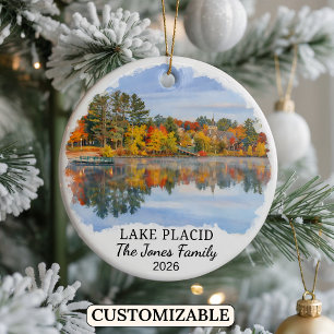 Persoonlijk Lake Placid-sieraad, op maat New York Keramisch Ornament