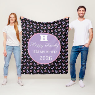 Persoonlijk lavendel vlinder bloemmotief fleece deken
