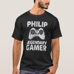 Persoonlijk legendarisch gamer-shirt Philip Naam V T-shirt