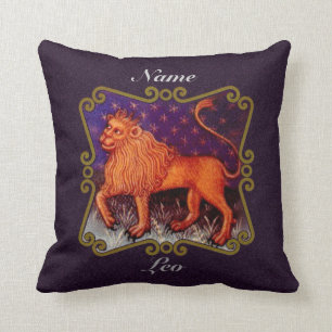 Persoonlijk Leo sterrenbeeld cadeau, vintage leeuw Kussen