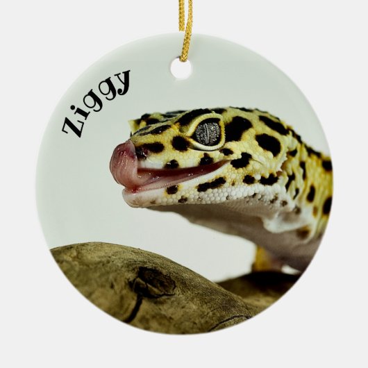 Persoonlijk Leopard Gecko Lizard Keramisch Ornament (Voorkant)