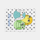 Persoonlijk leuk gestippelde uil kinderen wit fleece deken (Voorkant (Horizontaal))